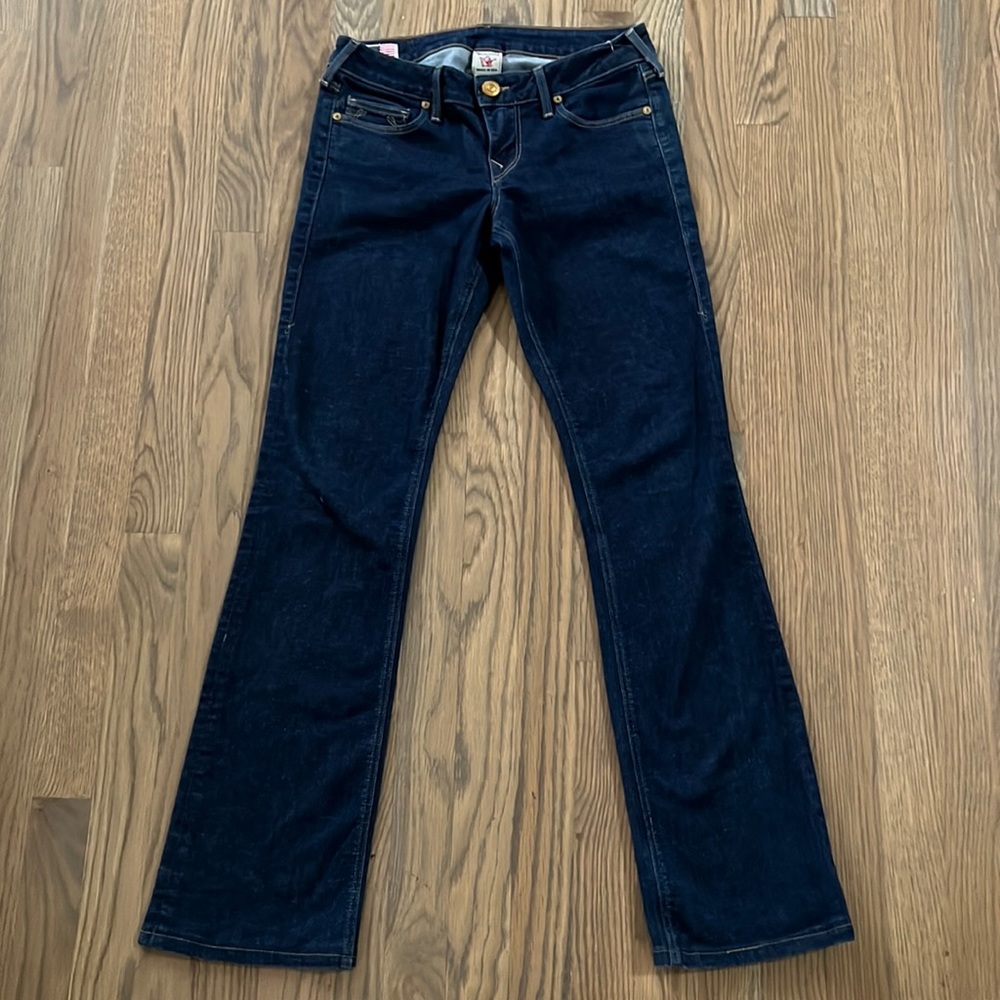 True Religion Trisha Bootcut Jeans sz 28 Women’s Dark Wash 31” Inseam Horse Shoe